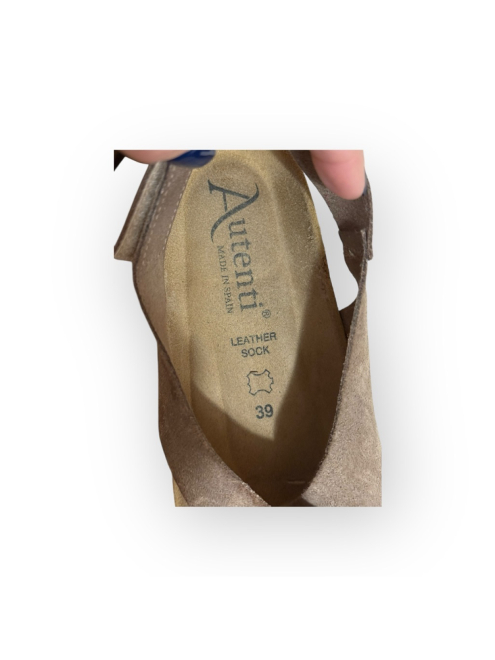 Autenti Leather Suede Slingback Cork Wedge Sandals Women's US 8–8.5 Taupe - Picture 3 of 7